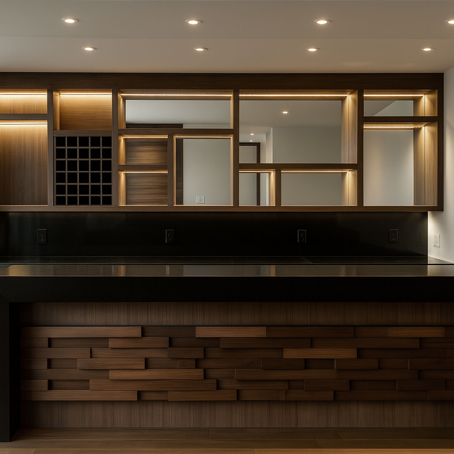 Bar de salón de juegos hecho de madera
